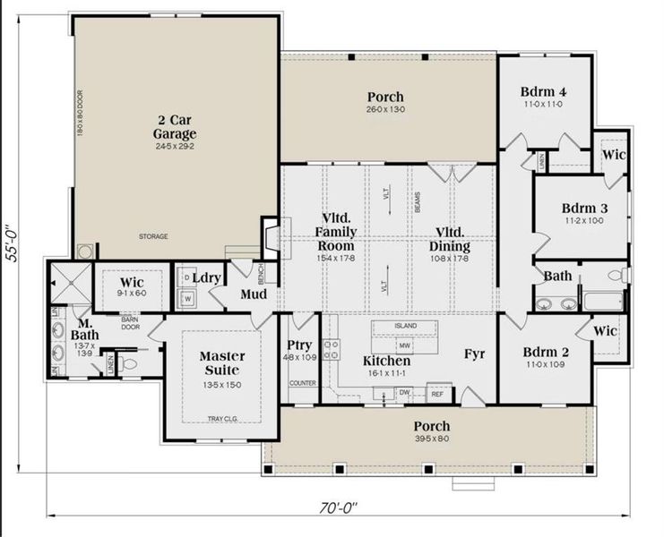 2D floor plan layout of this home in Oak Water Ranch, Granbury, TX (Image 5).