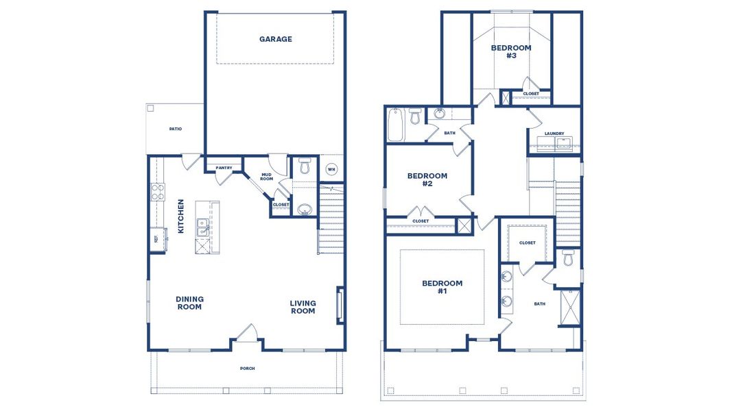 2D floor plan layout for the Ashmore by D.R. Horton in Brookland Commons, Monroe, GA (Image 2).