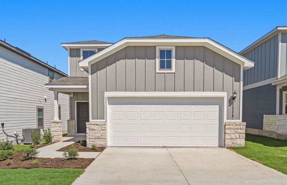 Front exterior of a new home in Sonterra, Jarrell, TX, highlighting curb appeal (Image 20).