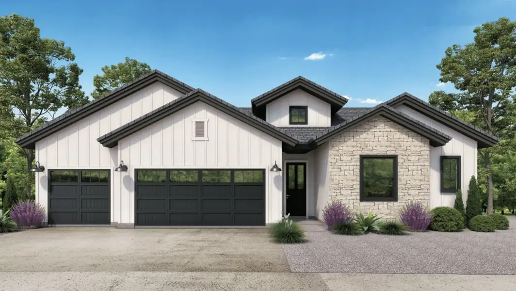 Front exterior of a new home in Emerald Estates, El Paso, TX, highlighting curb appeal (Image 1). Front exterior of a new home in Emerald Estates, El Paso, TX, highlighting curb appeal (Image 1).