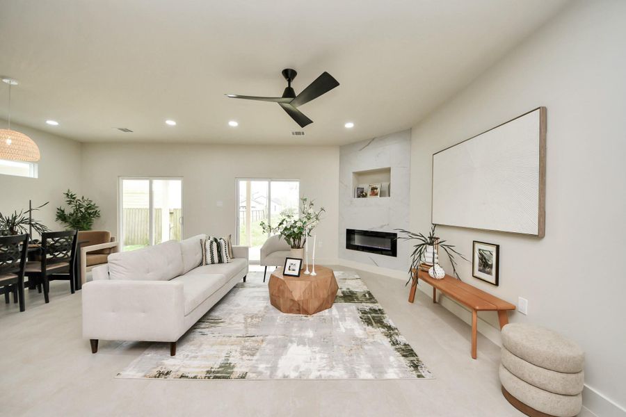 Modern ceiling fans with remote controls ensure comfort in every room.