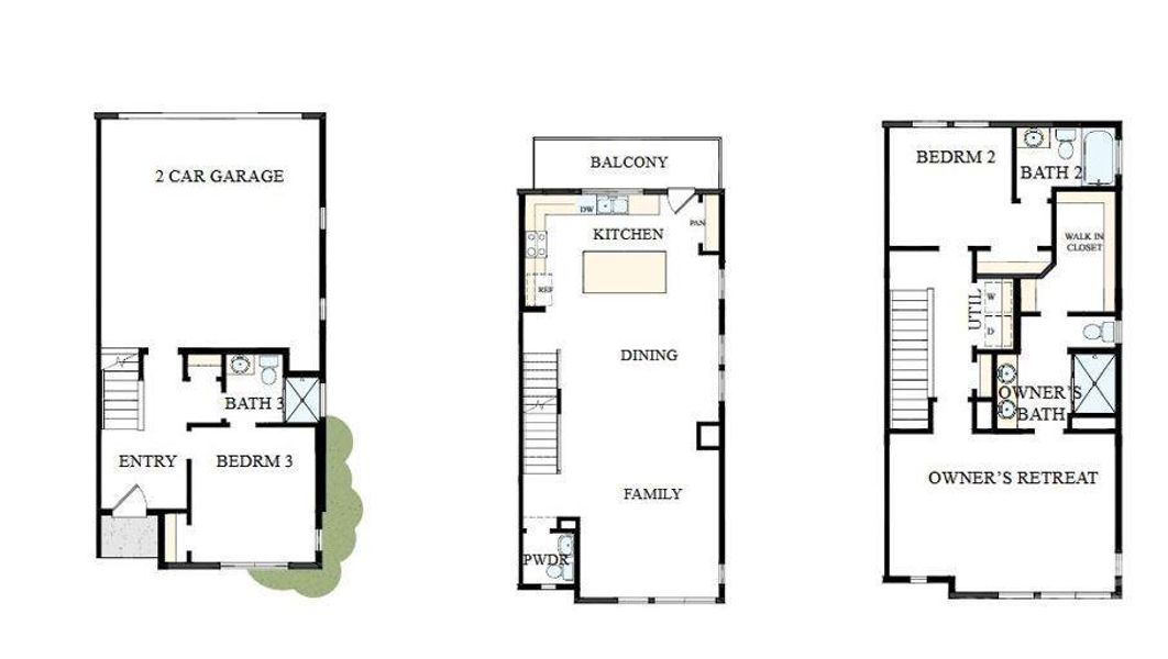 2D floor plan layout of this home in Central Living at Craig, Charlotte, NC (Image 3).