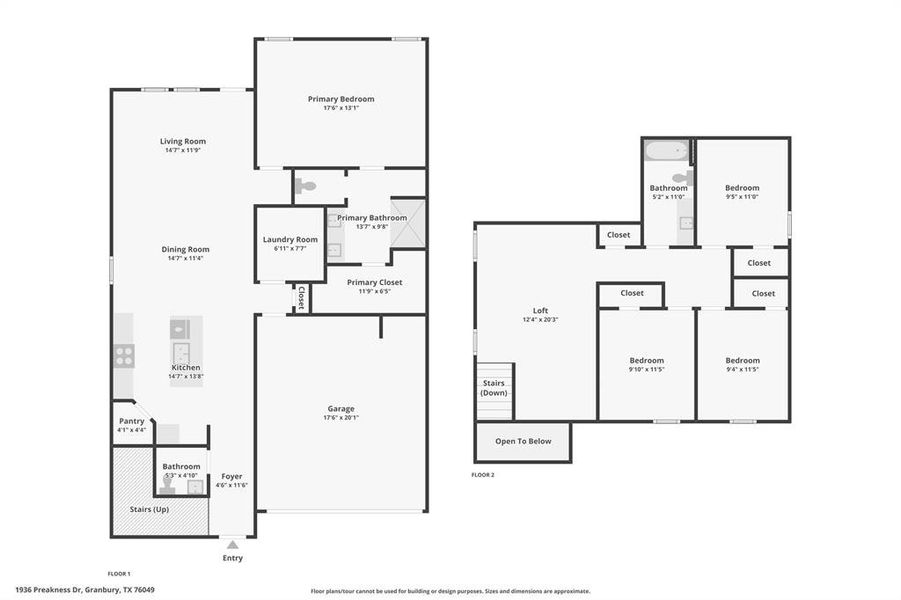 2D floor plan layout of this home in Saratoga, Granbury, TX (Image 6).