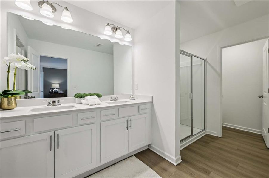 Furnished interior view inside a new home in Eastlyn Crossing, Flowery Branch (Image 15).