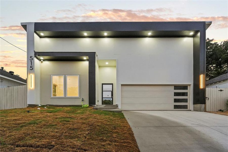 Contemporary home with a garage