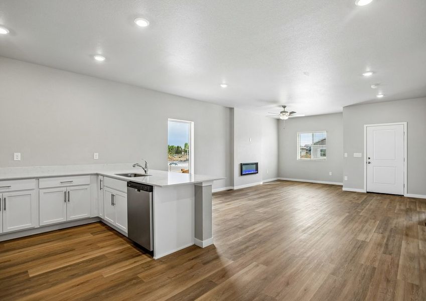The family room is open to the kitchen.