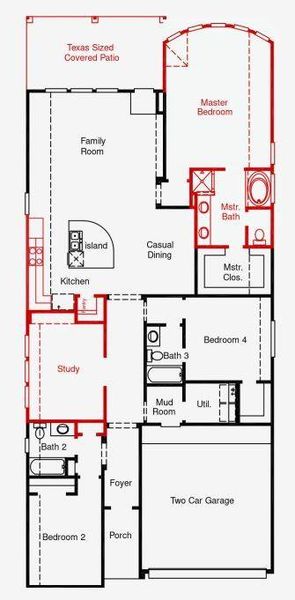 2D floor plan layout of this home in Candela 50', Richmond, TX (Image 3).
