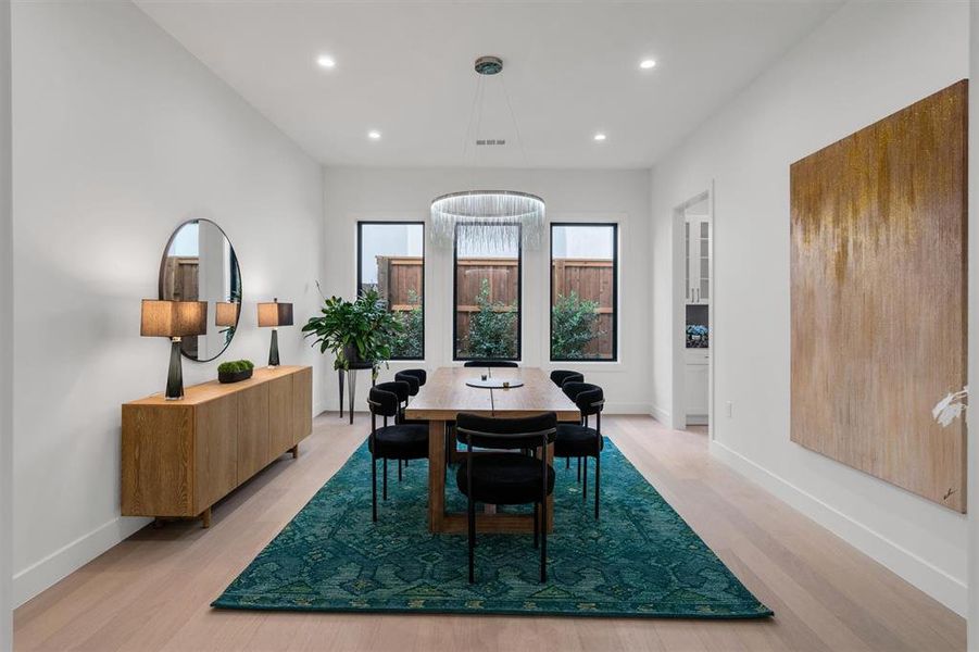 Dining area featuring light hardwood / wood-style flooring