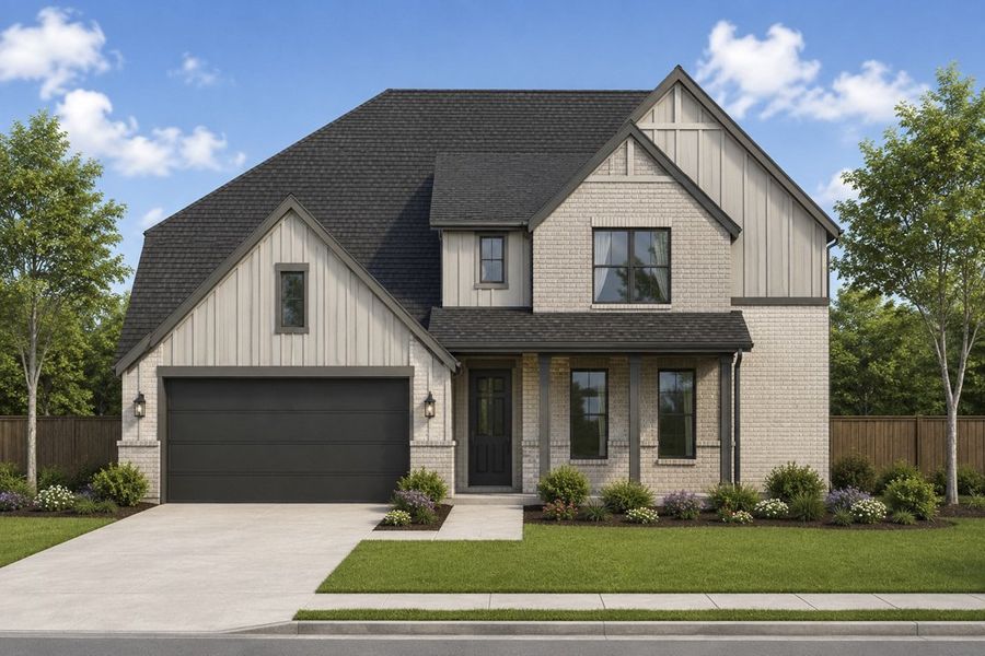 Representative exterior photo of a completed home built from the The Highland by Lillian Custom Homes in Polo Ridge, Forney, TX (Image 6).