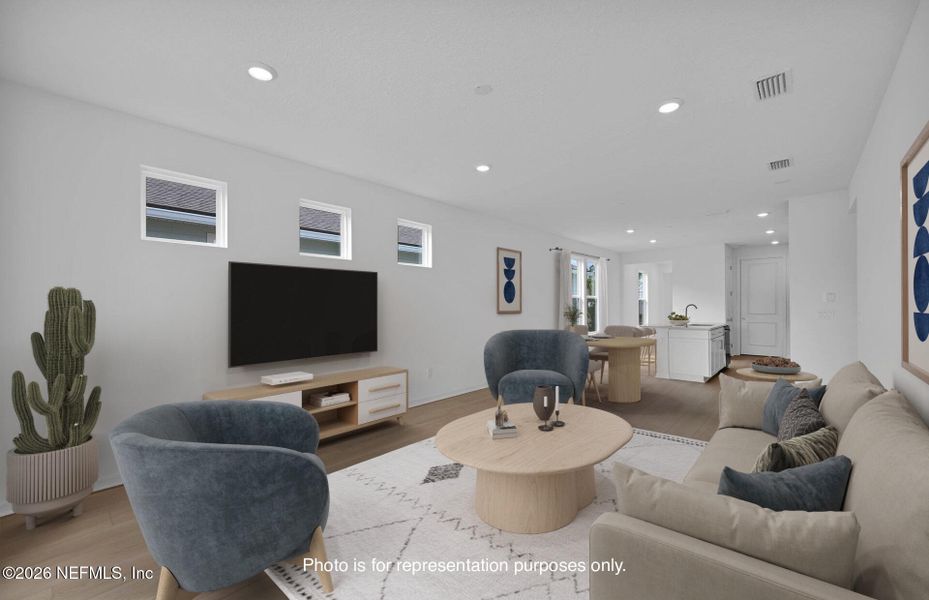 Furnished interior view inside a new home in Del Webb Wildlight, Yulee (Image 19). Furnished interior view inside a new home in Del Webb Wildlight, Yulee (Image 19).