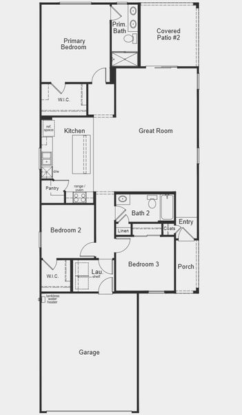 2D floor plan layout for the 1465 Modeled by KB Home in Mandarina Reserve, Marana, AZ (Image 3). 2D floor plan layout for the 1465 Modeled by KB Home in Mandarina Reserve, Marana, AZ (Image 3).