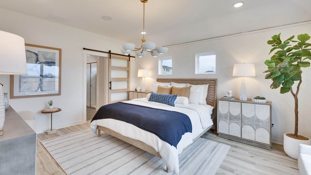Representative furnished interior of a home built from the Meyerson by DRB Homes in Infinity Square, Kyle (Image 19).
