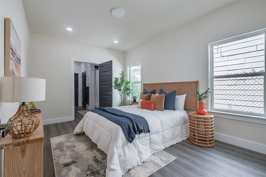 Bedroom featuring hardwood / wood-style flooring