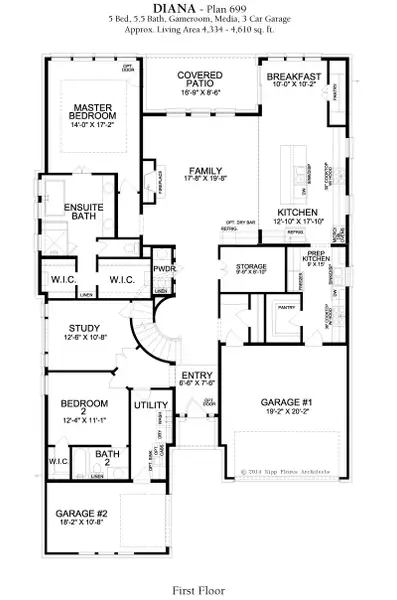 2D floor plan layout for the Diana by Landon Homes in Lexington Frisco, Frisco, TX (Image 5).