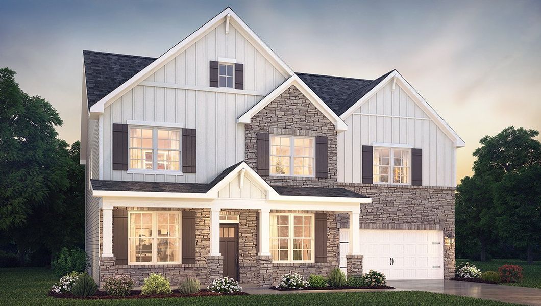 Front exterior of a new home in Sycamore Cove, Woodruff, SC, highlighting curb appeal (Image 1). Front exterior of a new home in Sycamore Cove, Woodruff, SC, highlighting curb appeal (Image 1).