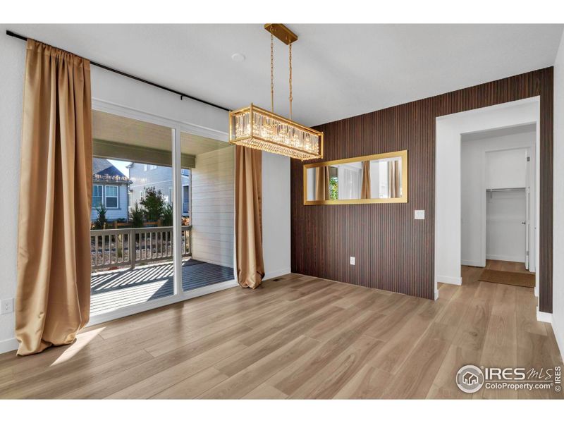 Dining room flows out to the covered deck Dining room flows out to the covered deck