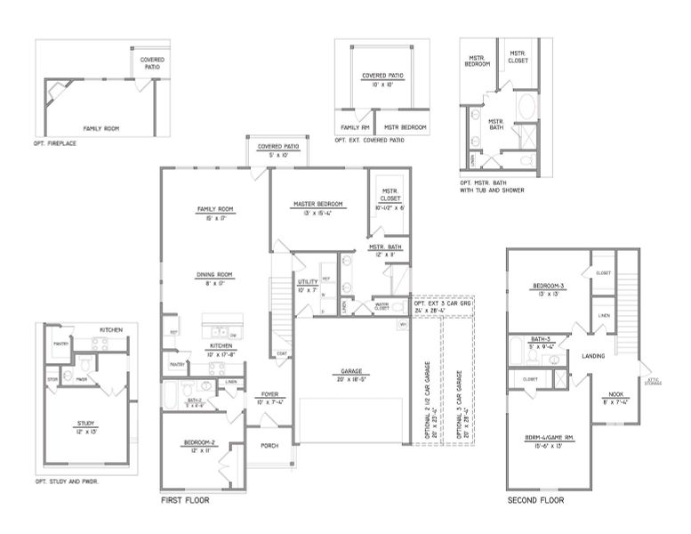 2D floor plan layout for the The Oriole by RED GABLE HOMES in The Gables At Tioga, Tioga, TX (Image 3).