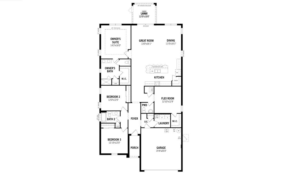 2D floor plan layout for the Gateway by Mattamy Homes in Wellen Park, Venice, FL (Image 3).