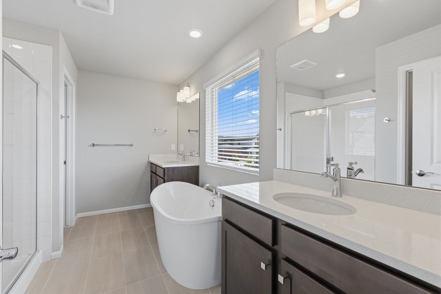 Furnished interior view inside a new home in Woodrose at Painted Prairie, Aurora (Image 6).