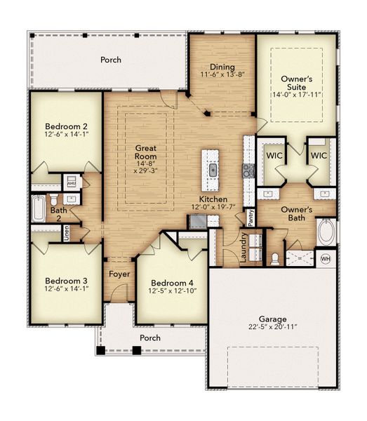 2D floor plan layout for the The Sapphire by Herbst Homes in Clear Water Landing, Milton, FL (Image 3).