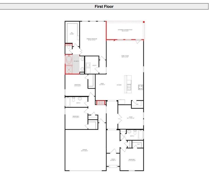 2D floor plan layout of this home in Sunterra 50s, Katy, TX (Image 4).