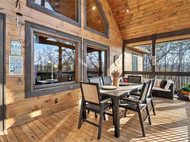 Exterior details and patio area of a home in , Ellijay (Image 31).