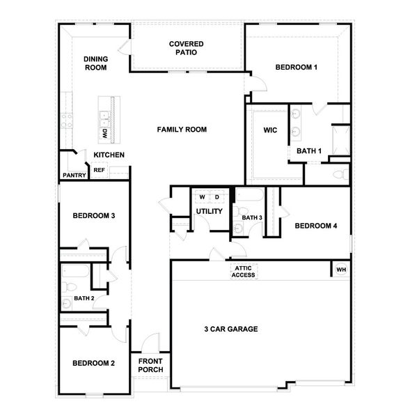 2D floor plan layout for the The Fairfield by D.R. Horton in Rosenbusch Ranch, Leander, TX (Image 3).