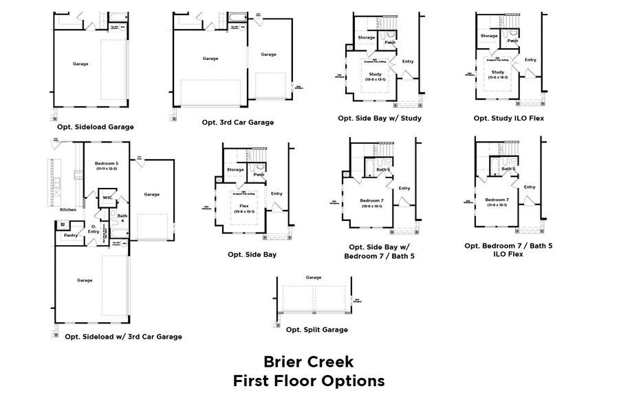 2D floor plan layout for the Brier Creek by DRB Homes in Weavers Pointe, Zebulon, NC (Image 4).