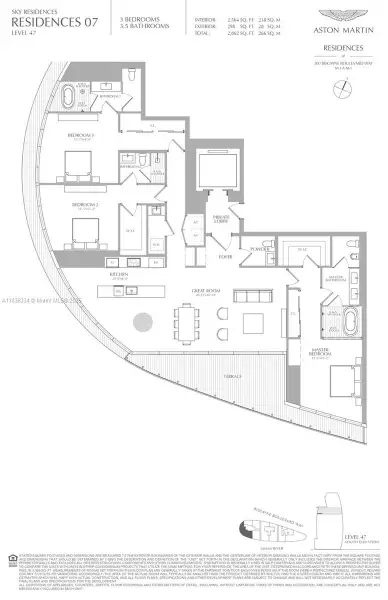 2D floor plan layout of this home in Aston Martin Residences, Miami, FL (Image 4).