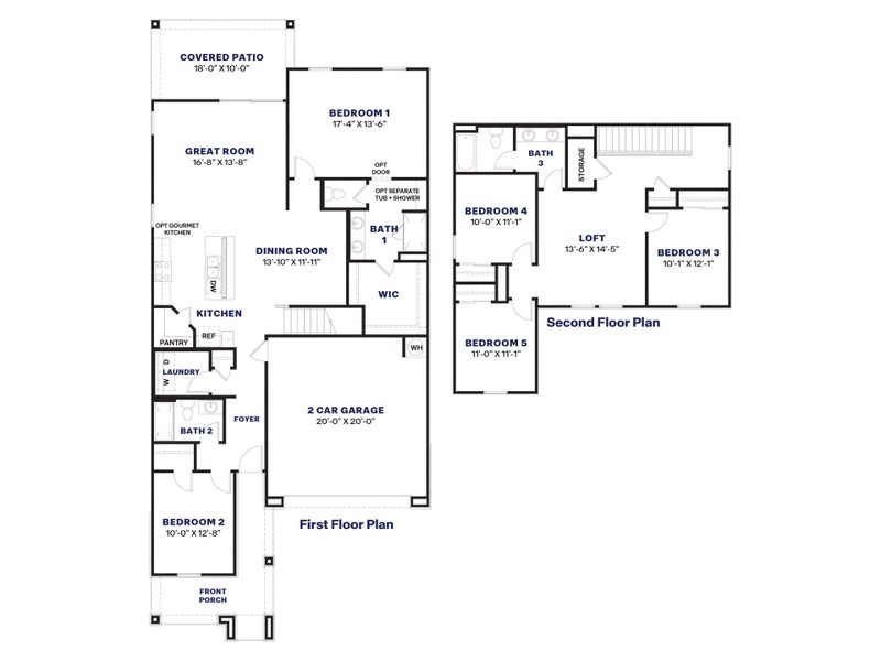 2D floor plan layout for the Ibis by D.R. Horton in The Ridge at Stone Butte, Phoenix, AZ (Image 5).