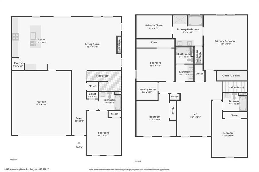 2D floor plan layout of this home in Dove Lake, Grayson, GA (Image 2).