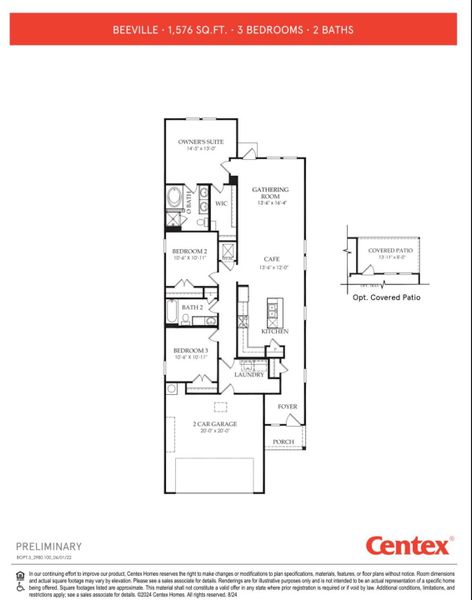 2D floor plan layout of this home in Montgomery Bend, Montgomery, TX (Image 3).