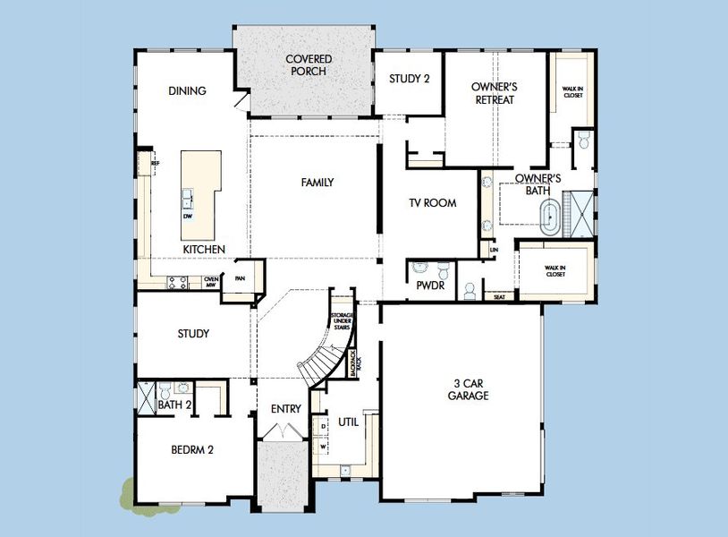 2D floor plan layout for the The Jericho by David Weekley Homes in Whyburn Estate Series, Flower Mound, TX (Image 3).