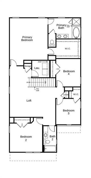 This floor plan features 4 bedrooms, 2 full baths, and over 2,600 square feet of living space.