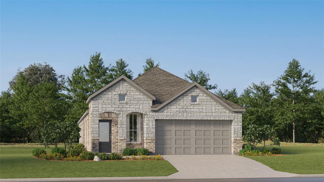 Front exterior of a new home in Elm Creek, Elgin, TX, highlighting curb appeal (Image 18).