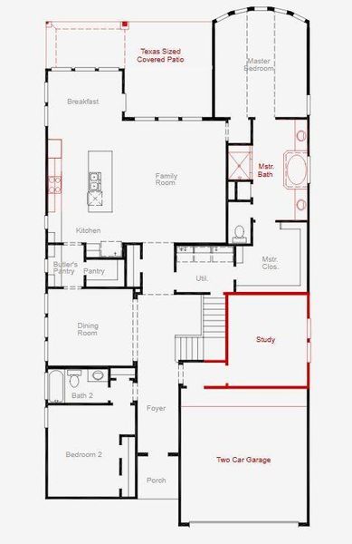 2D floor plan layout of this home in Wildtree, Magnolia, TX (Image 5).