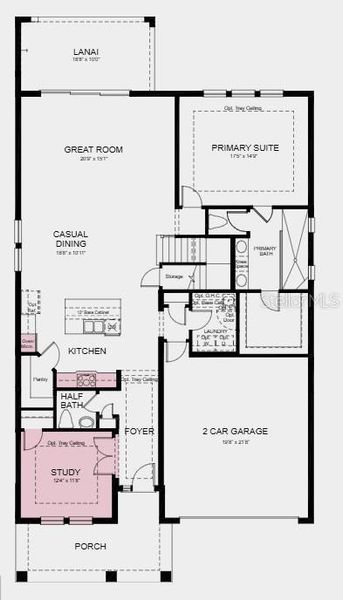 2D floor plan layout of this home in The Waters at Center Lake Ranch, St. Cloud, FL (Image 3).