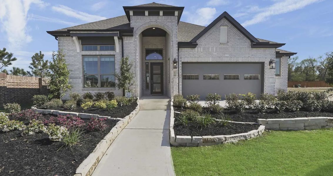 Representative exterior photo of a completed home built from the Lynnbrook by Chesmar Homes in Attwater 55s, Waller, TX (Image 1). Representative exterior photo of a completed home built from the Lynnbrook by Chesmar Homes in Attwater 55s, Waller, TX (Image 1).