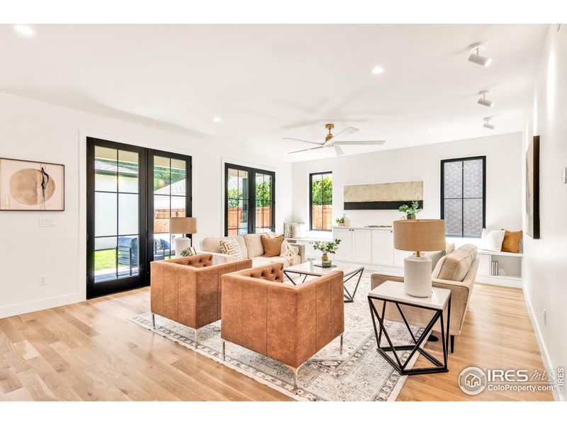 Great room features built in cabinets ready to hold your media components