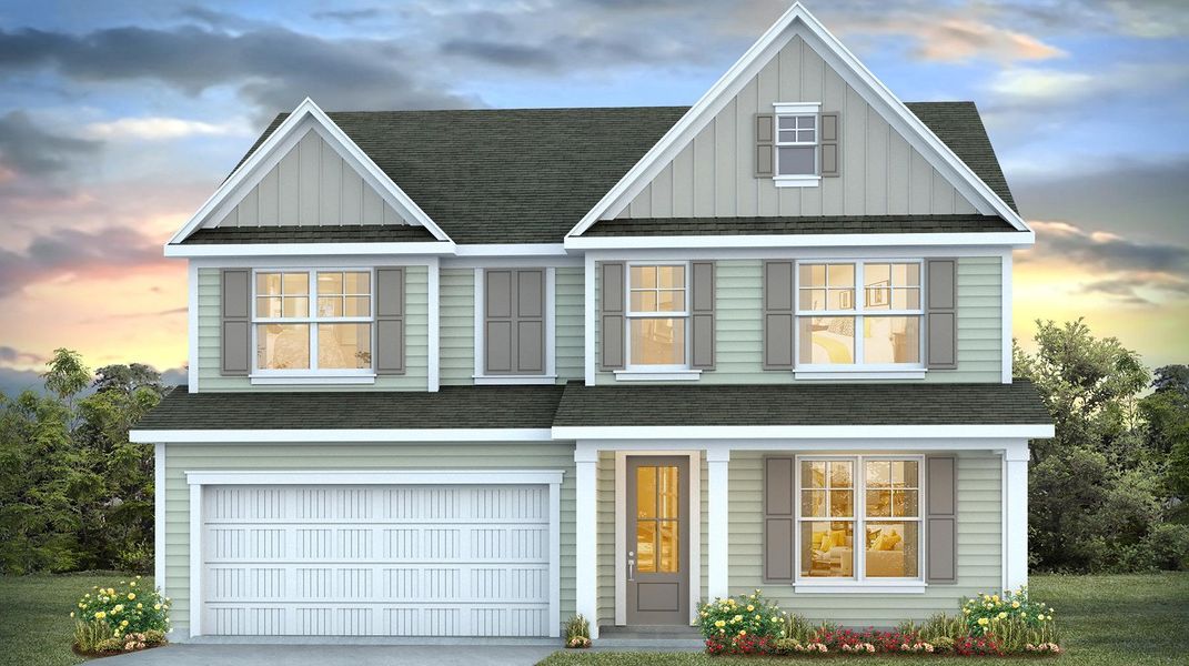 Representative exterior photo of a completed home built from the HARBOR OAK by D.R. Horton in Shell Pointe, Gilbert, SC (Image 6).