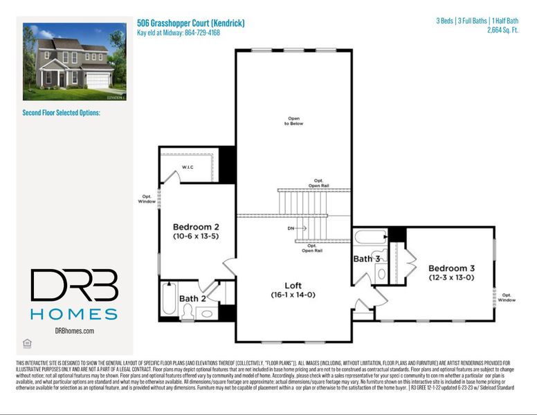 2D floor plan layout of this home in Kayfield at Midway, Anderson, SC (Image 4).