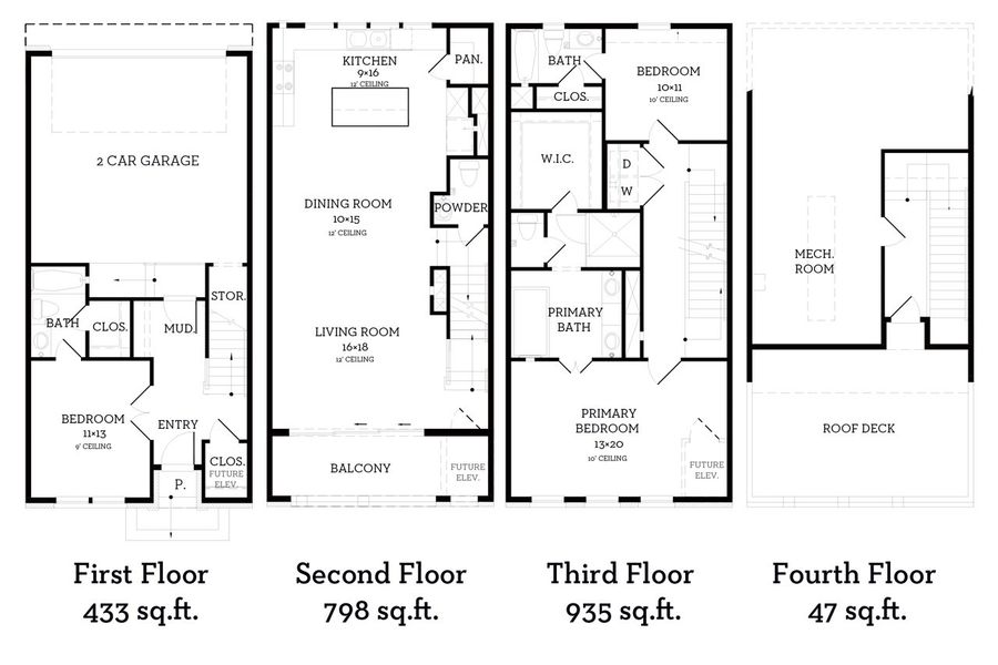 2D floor plan layout of this home in The Brownstones at East Quarter, Dallas, TX (Image 5). 2D floor plan layout of this home in The Brownstones at East Quarter, Dallas, TX (Image 5).
