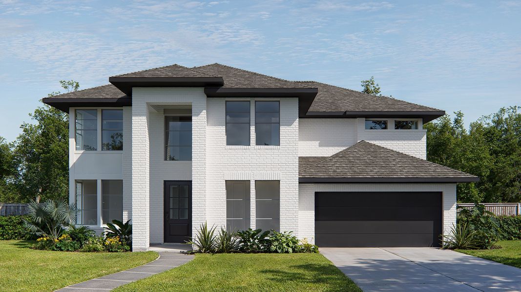 Representative exterior photo of a completed home built from the 3593P by Perry Homes in Audubon, Pinehurst, TX (Image 6).