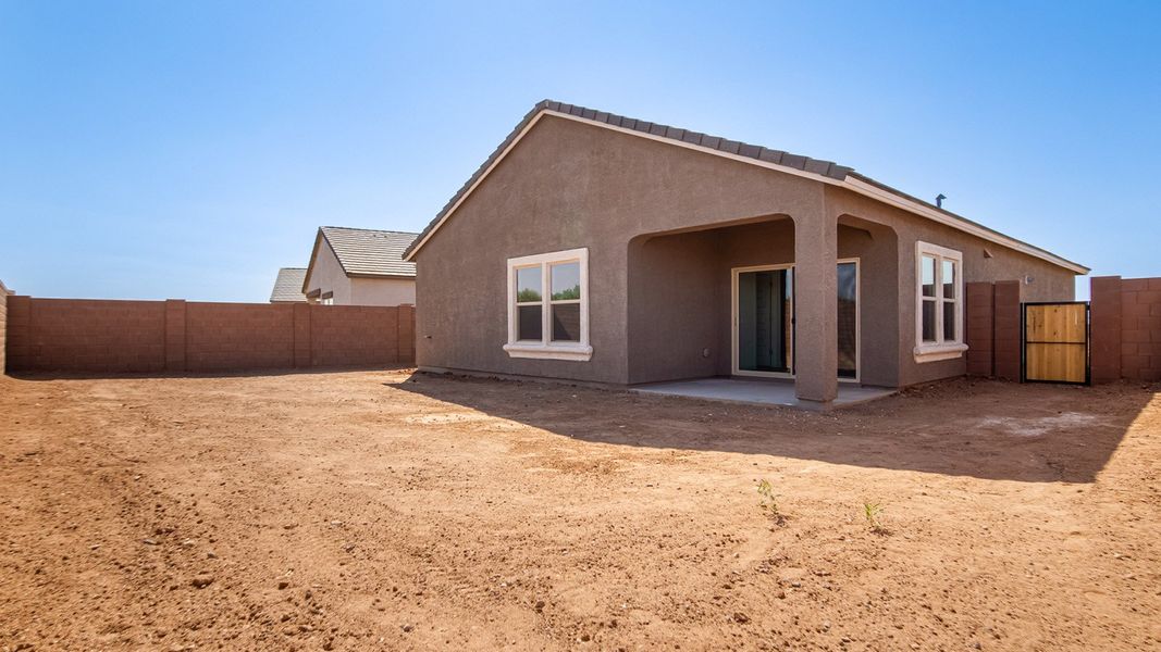 Representative exterior photo of a completed home built from the Baxter by D.R. Horton in The Oasis at Rocking K, Vail, AZ (Image 16).