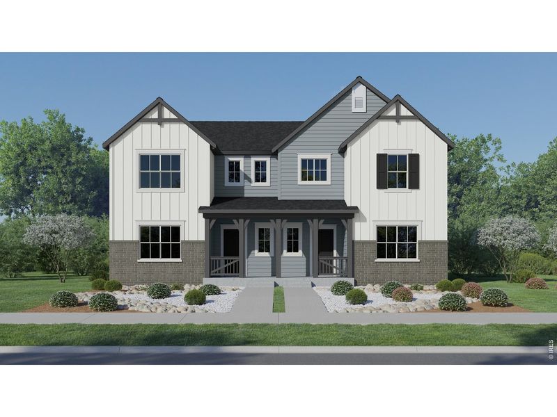Front exterior of a new home in Timber Lark, Fort Collins, CO, highlighting curb appeal (Image 1). Front exterior of a new home in Timber Lark, Fort Collins, CO, highlighting curb appeal (Image 1).