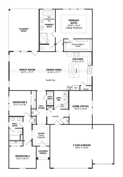 2D floor plan layout for the Tacoma II by K. Hovnanian® Homes in River Ranch Estates, Dayton, TX (Image 3). 2D floor plan layout for the Tacoma II by K. Hovnanian® Homes in River Ranch Estates, Dayton, TX (Image 3).