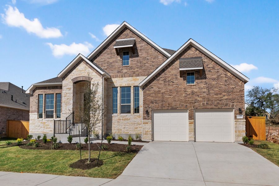 Representative exterior photo of a completed home built from the Maxwell by Ashton Woods in The Estates at La Cima, San Marcos, TX (Image 25). Representative exterior photo of a completed home built from the Maxwell by Ashton Woods in The Estates at La Cima, San Marcos, TX (Image 25).