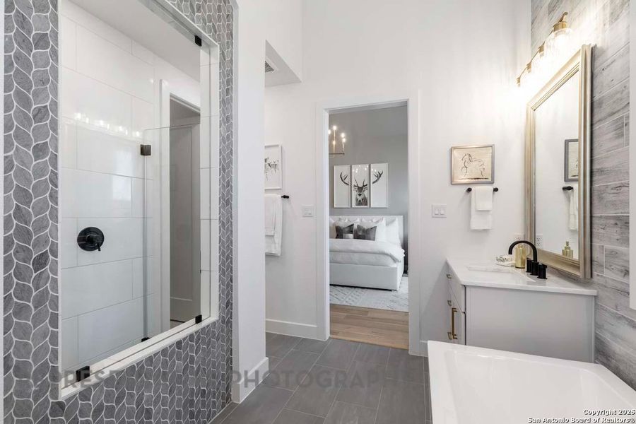 Furnished interior view inside a new home in Esperanza, Boerne (Image 7). Furnished interior view inside a new home in Esperanza, Boerne (Image 7).