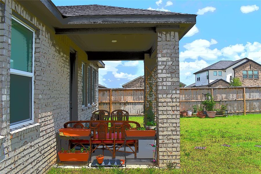 Exterior details and patio area of a home in Bridge Creek 45s and 50s, Cypress (Image 3). Exterior details and patio area of a home in Bridge Creek 45s and 50s, Cypress (Image 3).