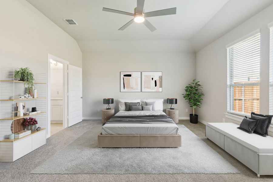 Primary Suite in the Stanley II home plan by Trophy Signature Homes – REPRESENTATIVE PHOTO